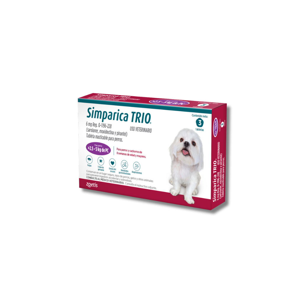SIMPARICA TRIO (Para perro de 2.5 – 5 Kg de PV)